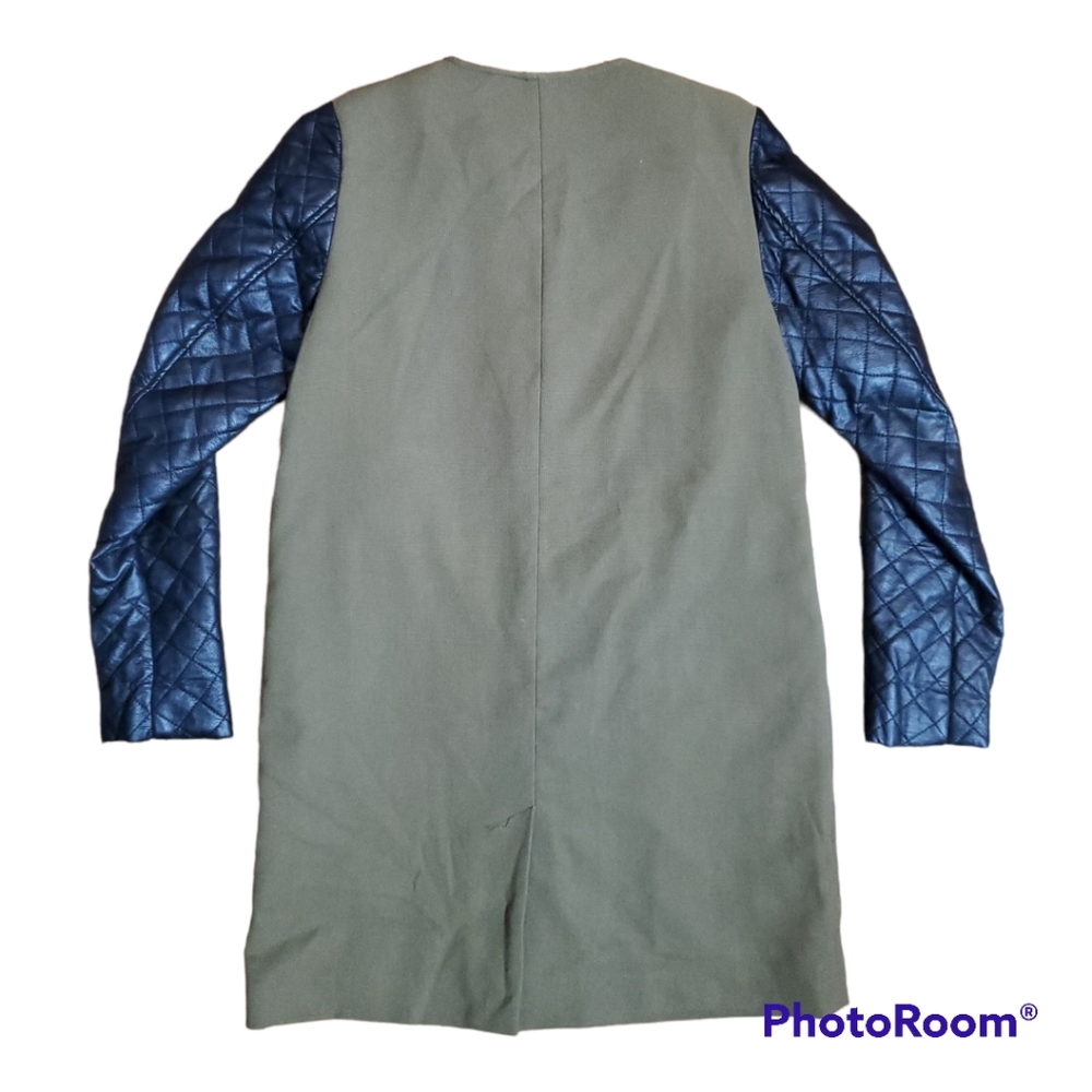 H&M Faux Leather Sleeve Trench Coat Jacket - Picture 4 of 6